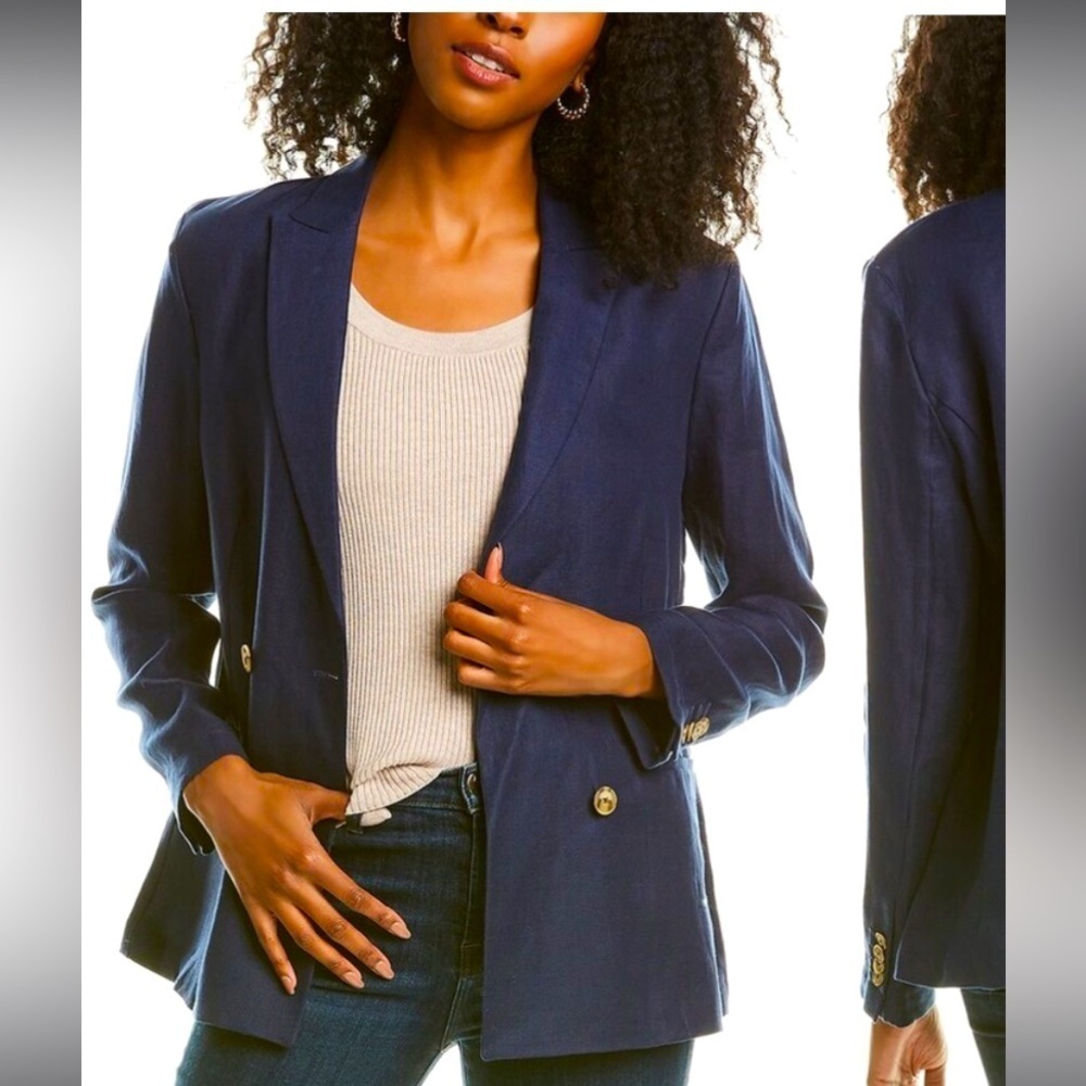 J.Mclaughlin Ressie Linen Jacket $368 size 8 holiday nwot double breasted blazer